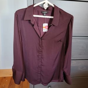 Le Chateu Burgundy satin dress shirt